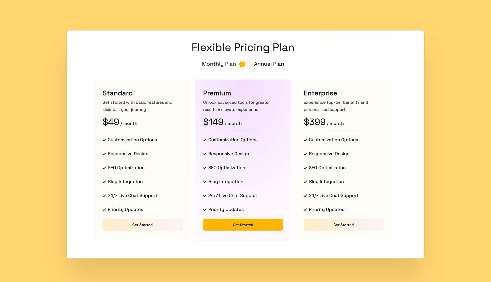 MultiGency Pricing Table Section For Gutenberg Banner