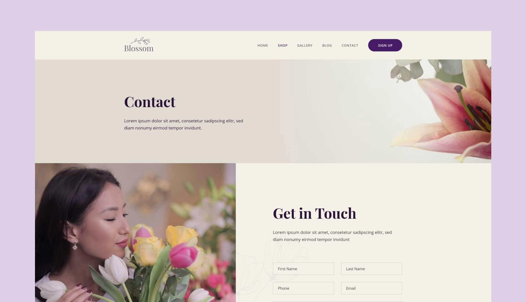 Blossom Contact Page Banner