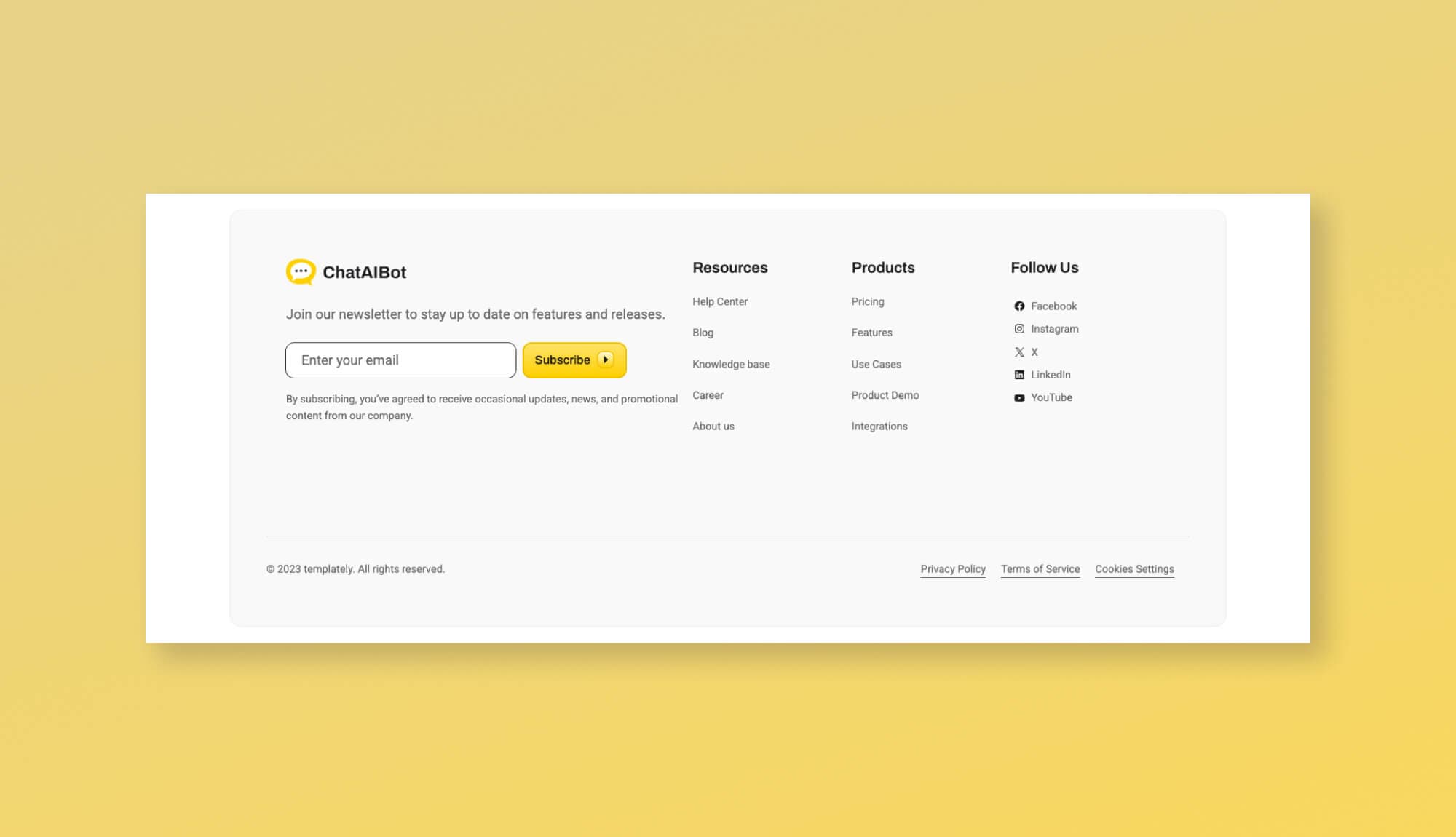 Chataibot Footer Section Gutenberg By Templately