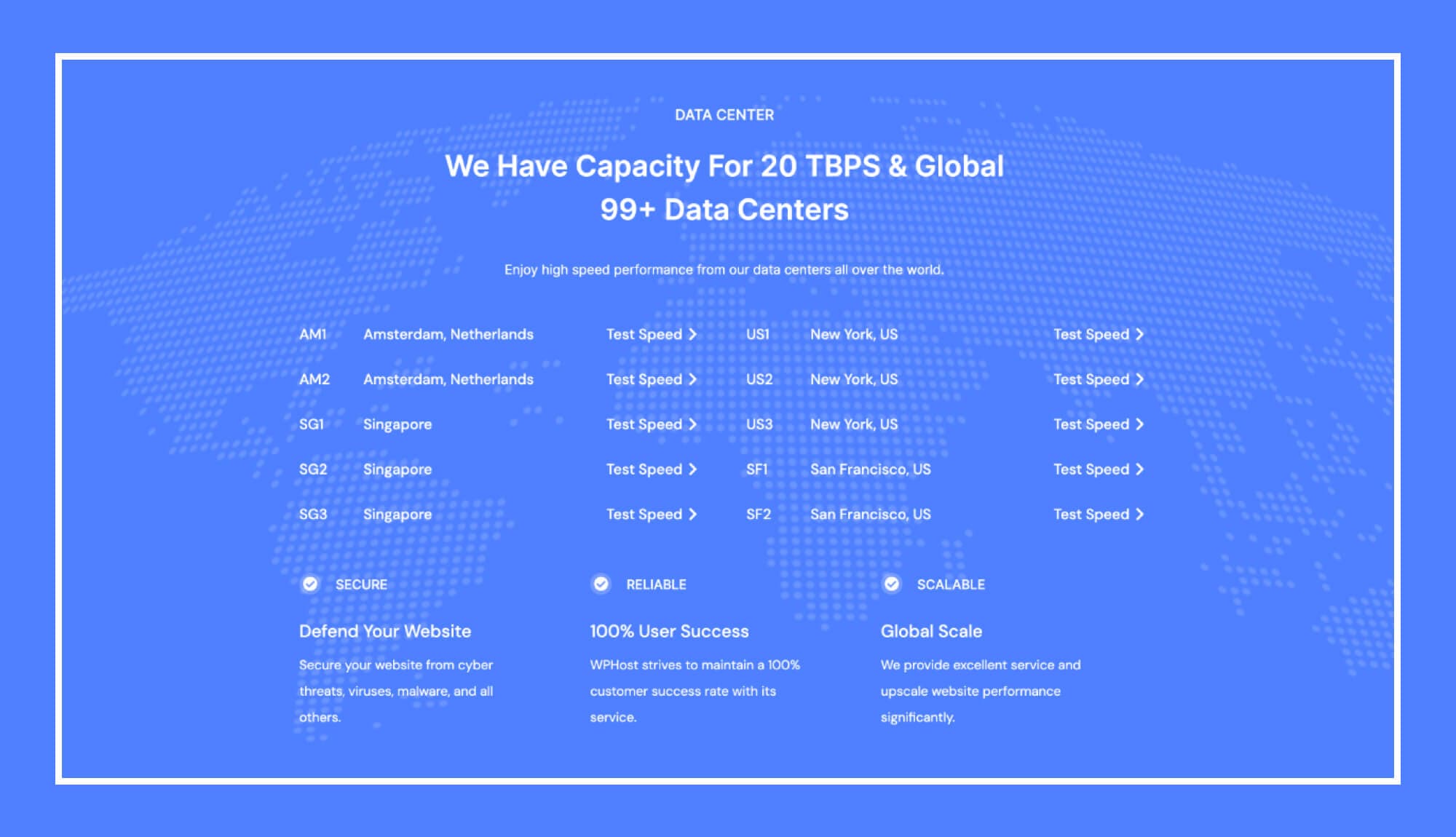 WPHost Data Center Section For Gutenberg Banner