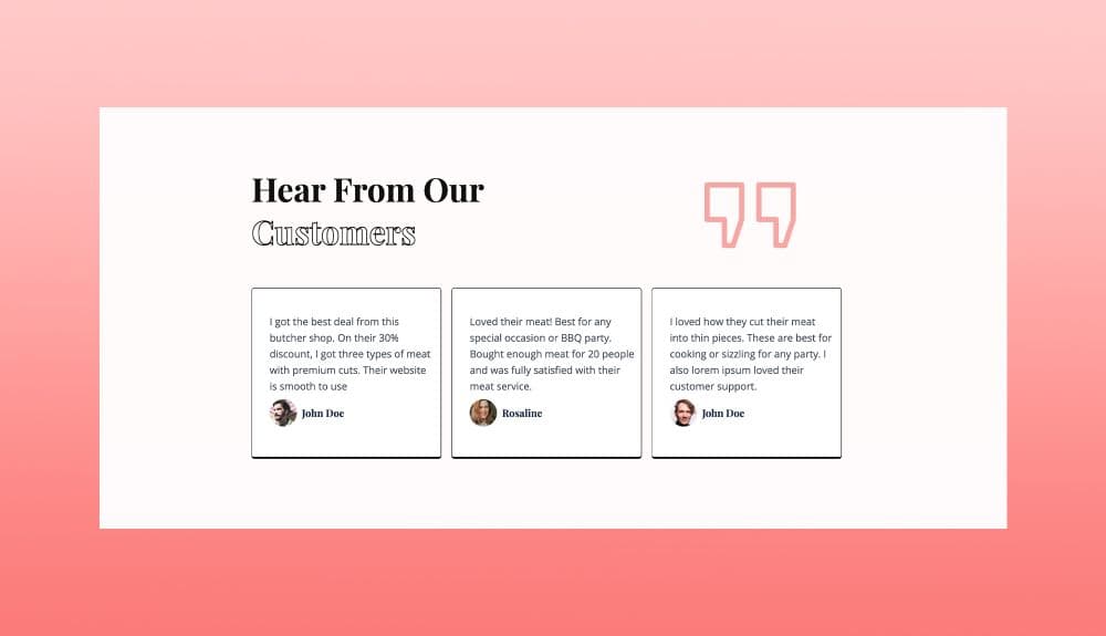 Meat Market Testimonial Section For Gutenberg By Templately