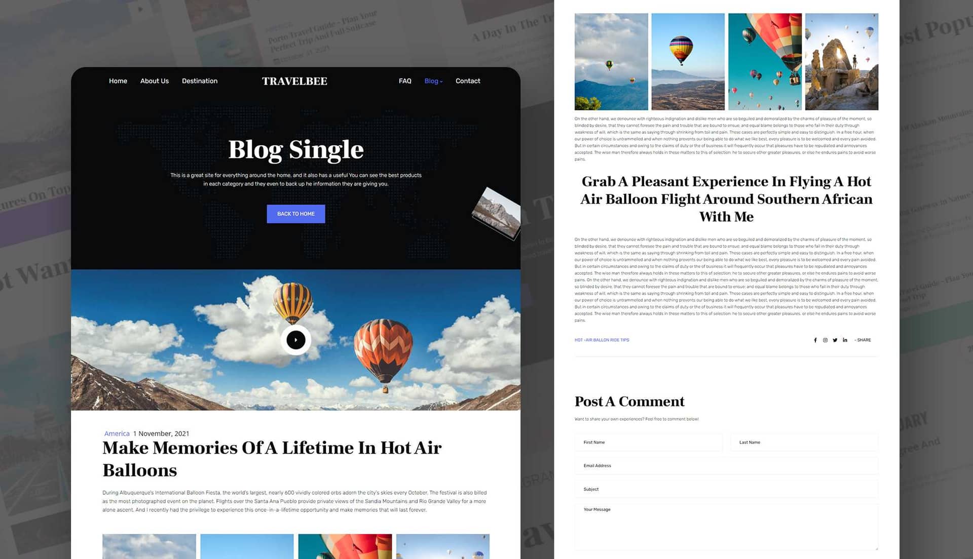 TravelBee Single Post Page By Templately