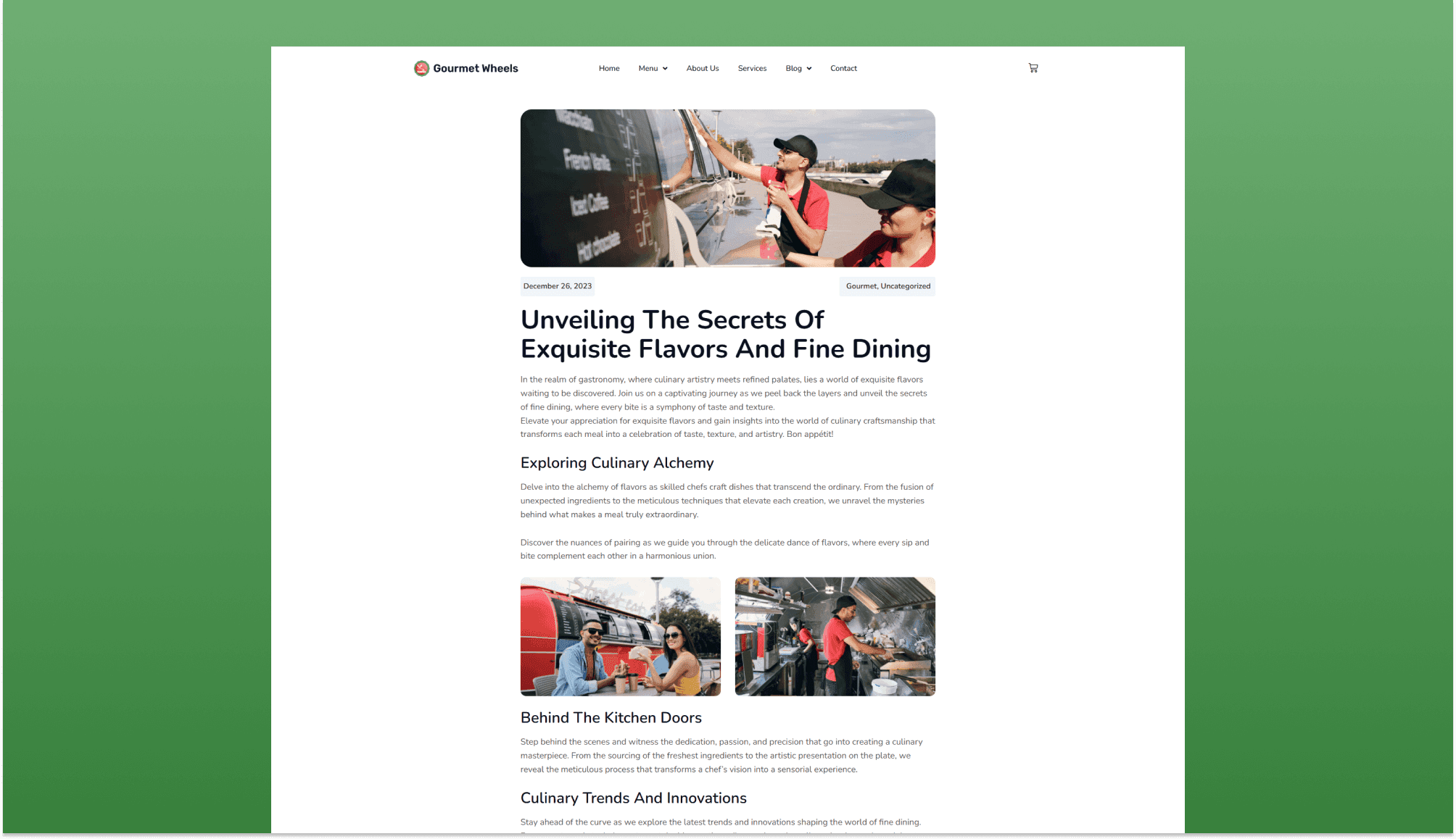 Gourmet Wheels Blog Details By Templately