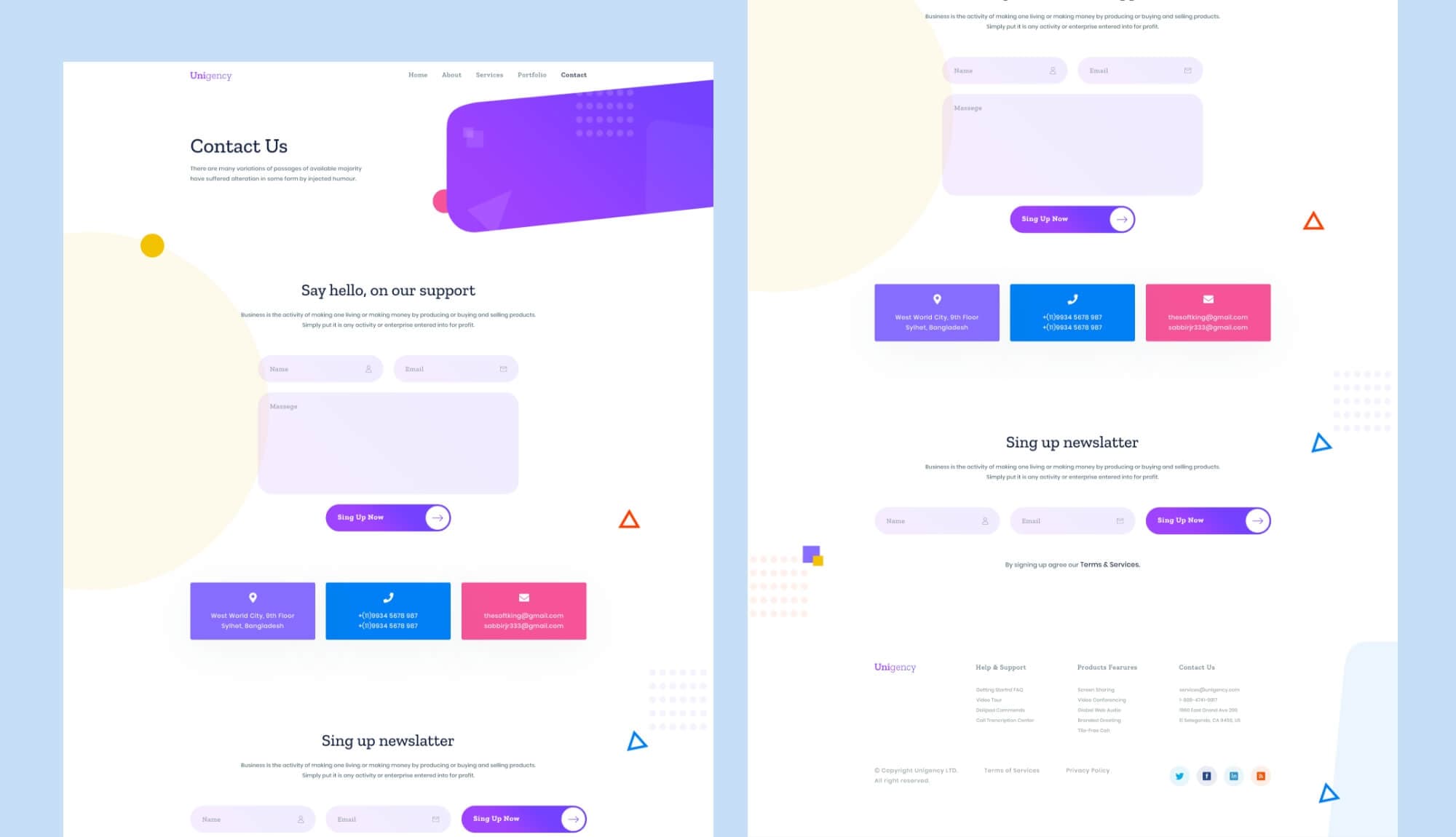 Unigency Agency Template Contact Banner