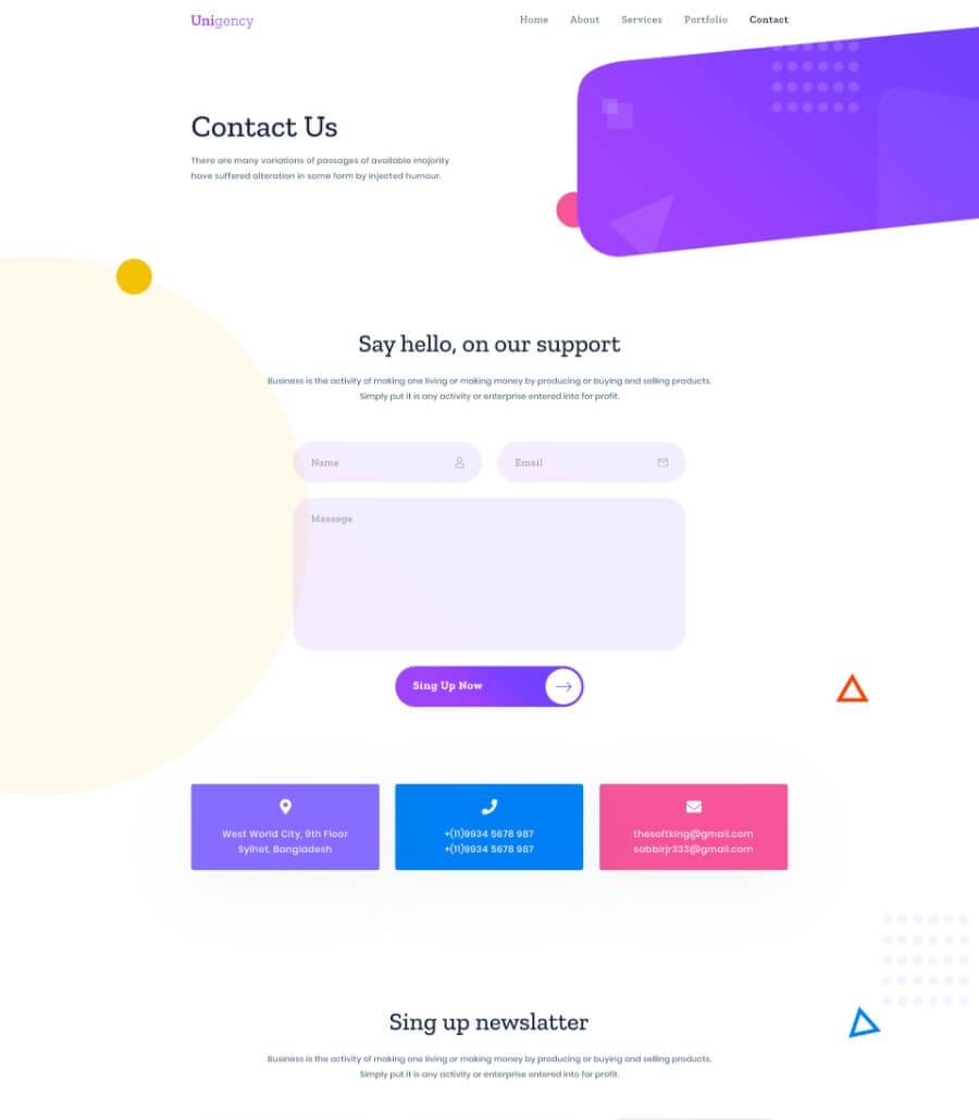 Unigency Agency Template Contact thumbnail