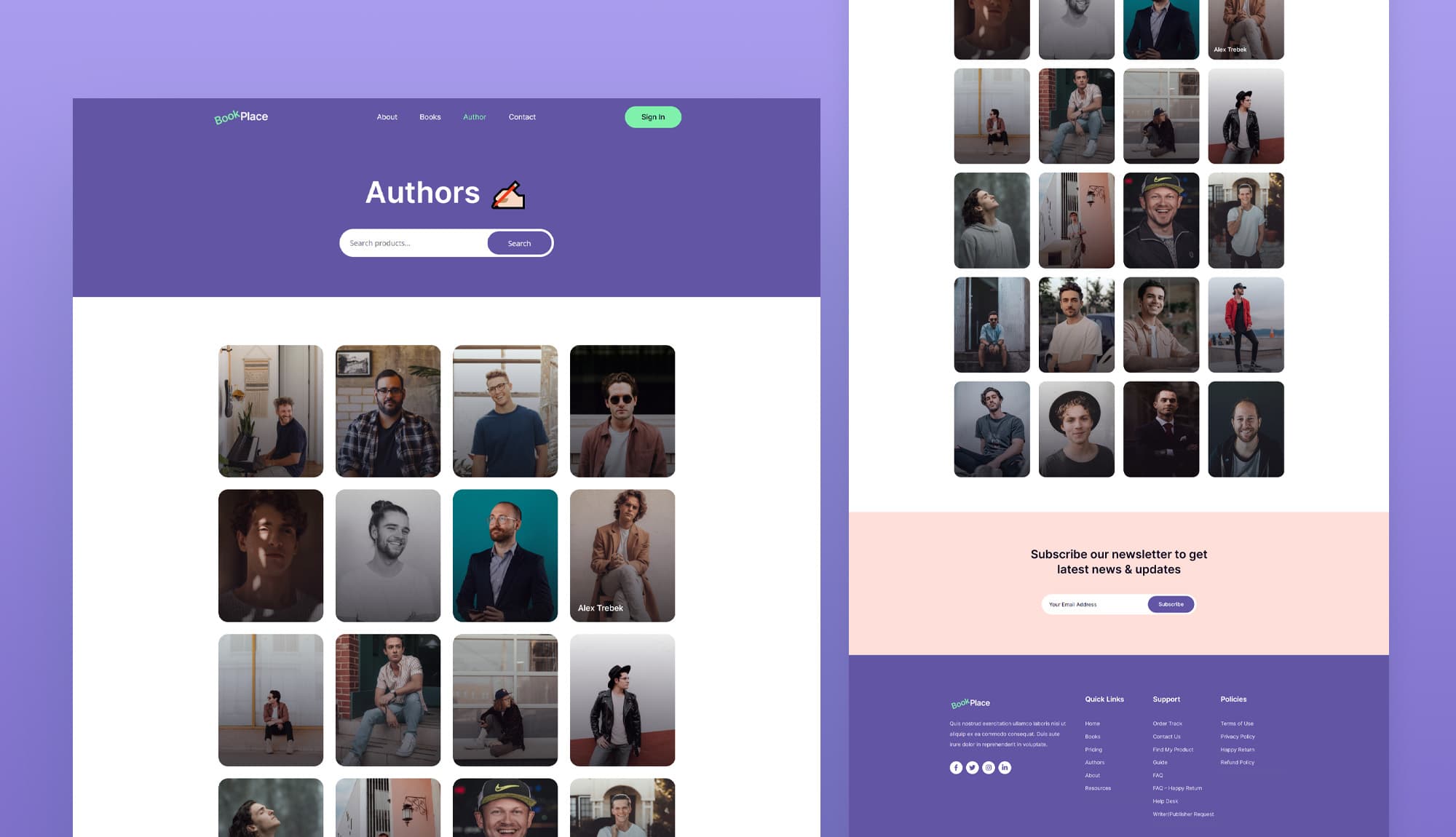 BookPlace Author Page For Gutenberg Banner