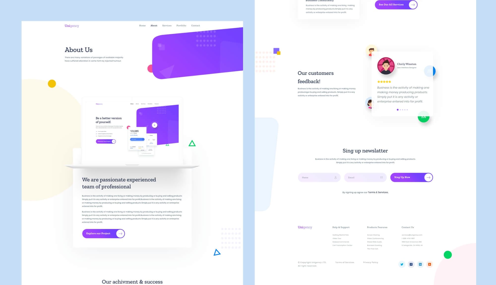 Unigency Agency Template About Banner