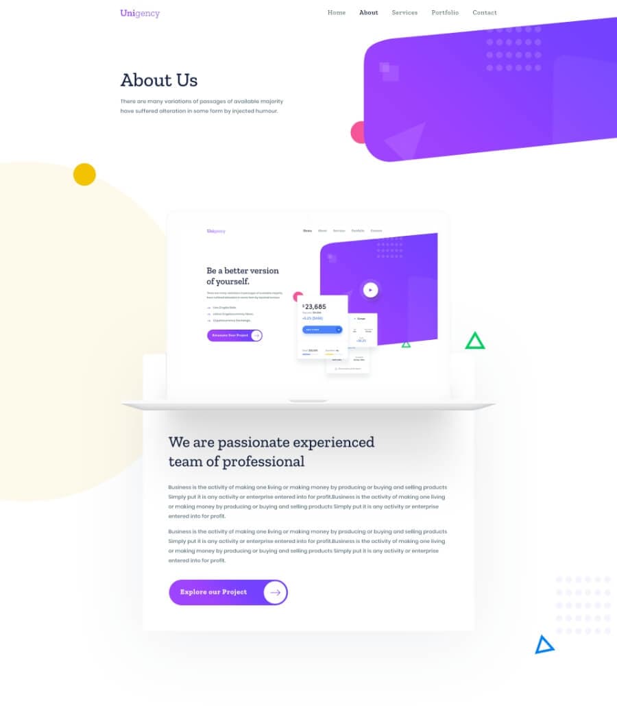 Unigency Agency Template About thumbnail