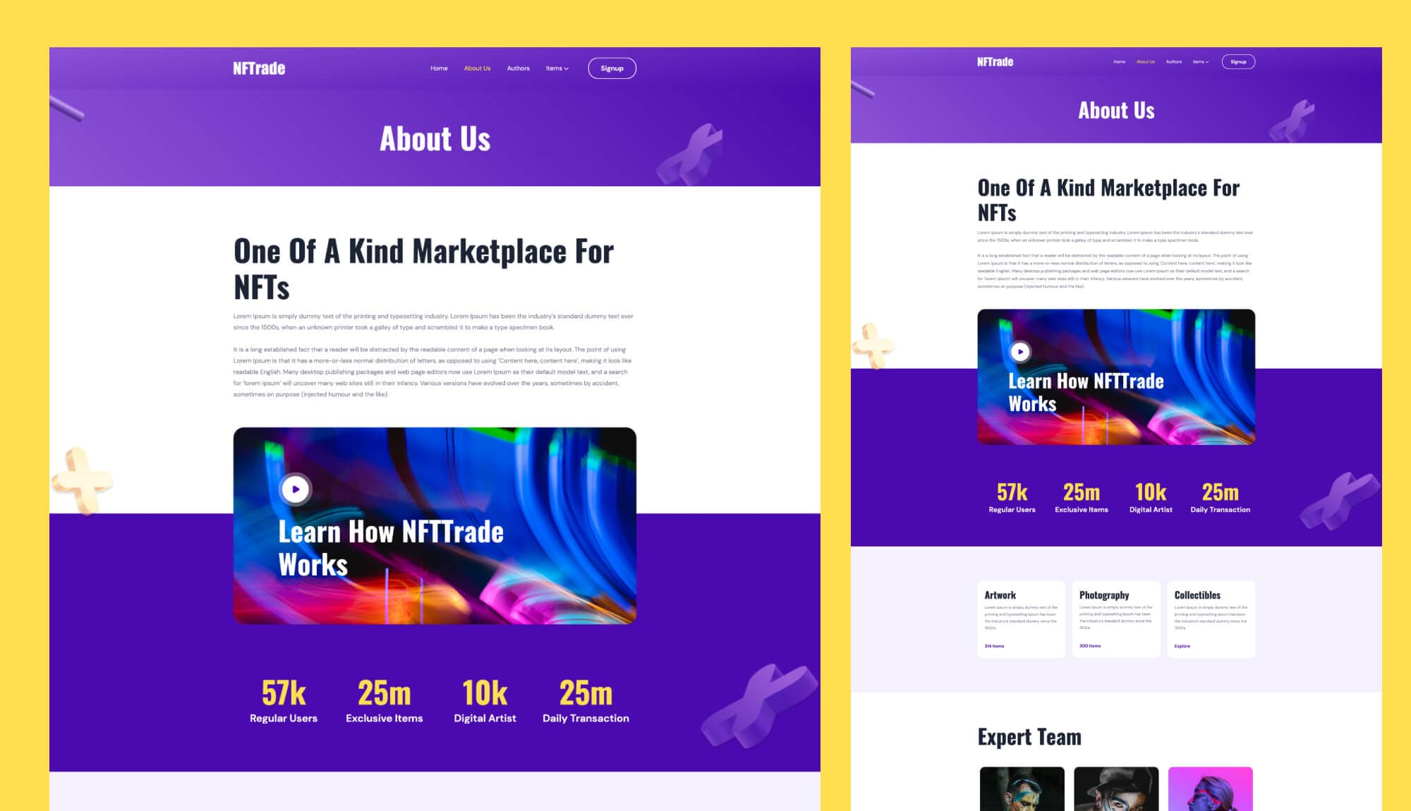 NFTrade About Page For Gutenberg By Templately