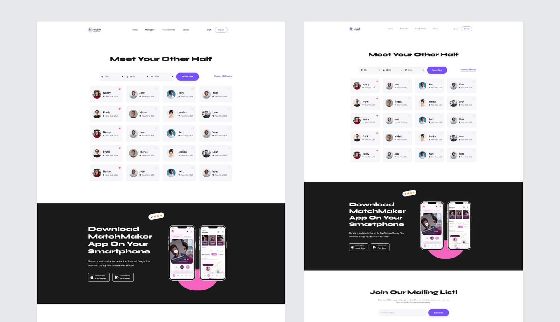 MatchMaker Members Page By Templately