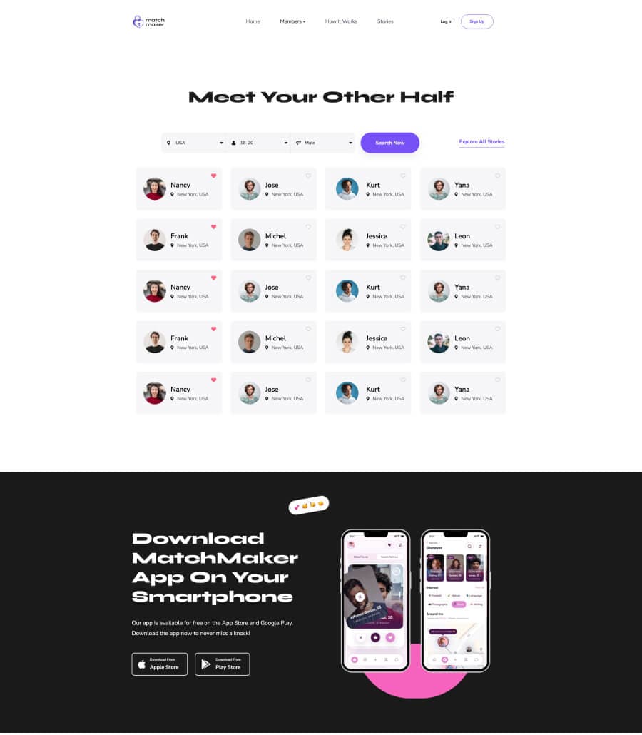 MatchMaker Members Page thumbnail