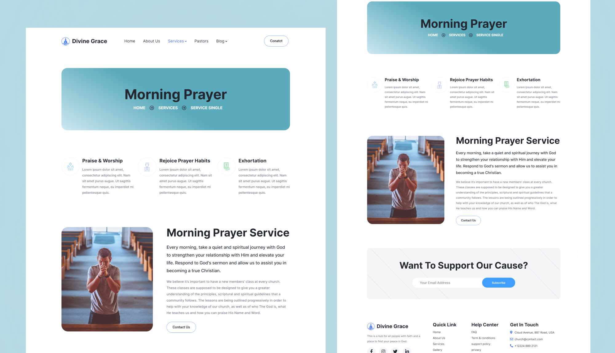 Divine Grace Service Single Page Page By Templately