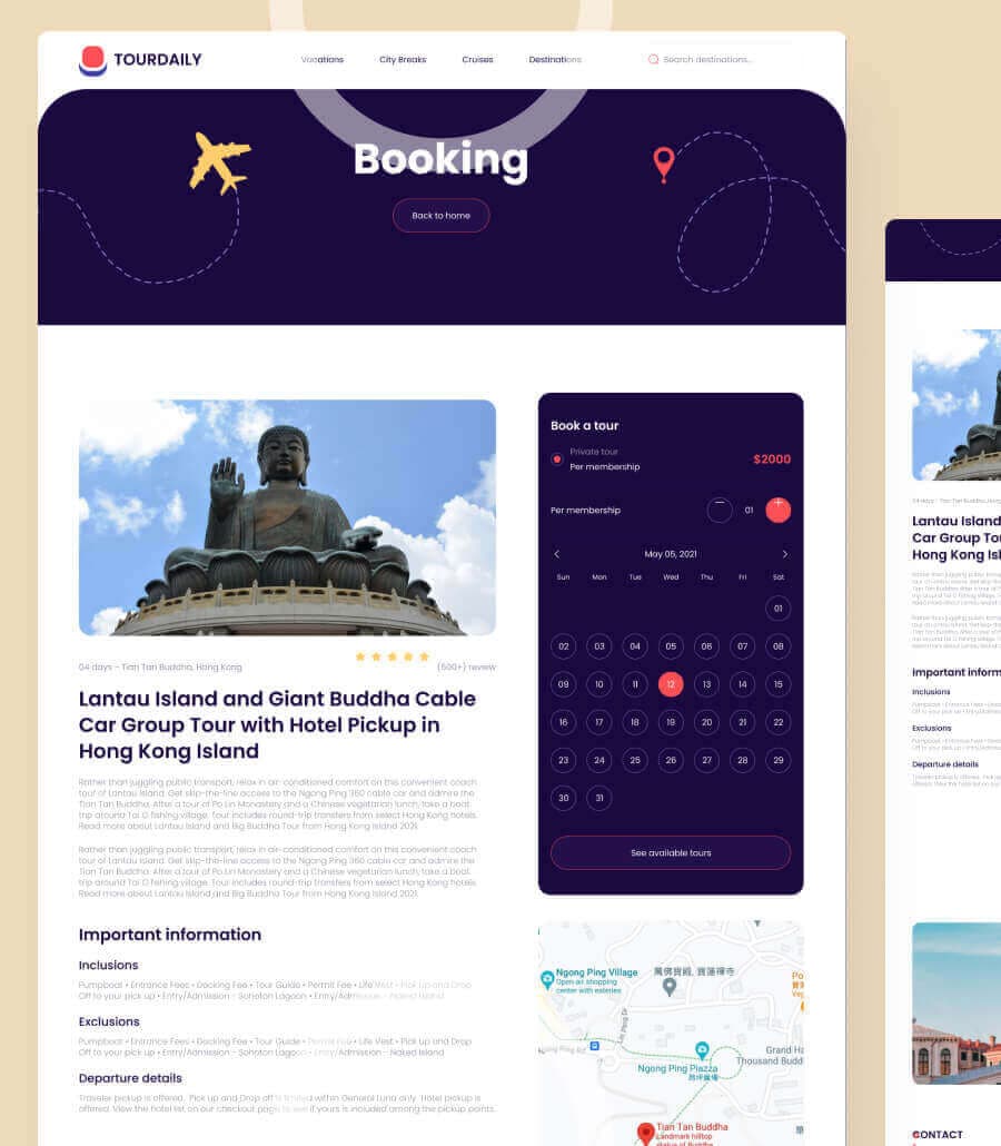 TourDaily Booking Page thumbnail