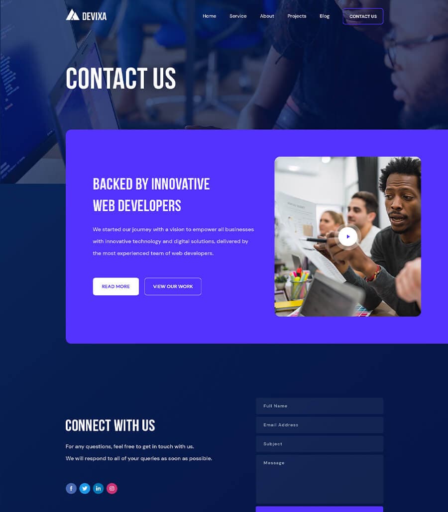 Devixa Contact Page thumbnail