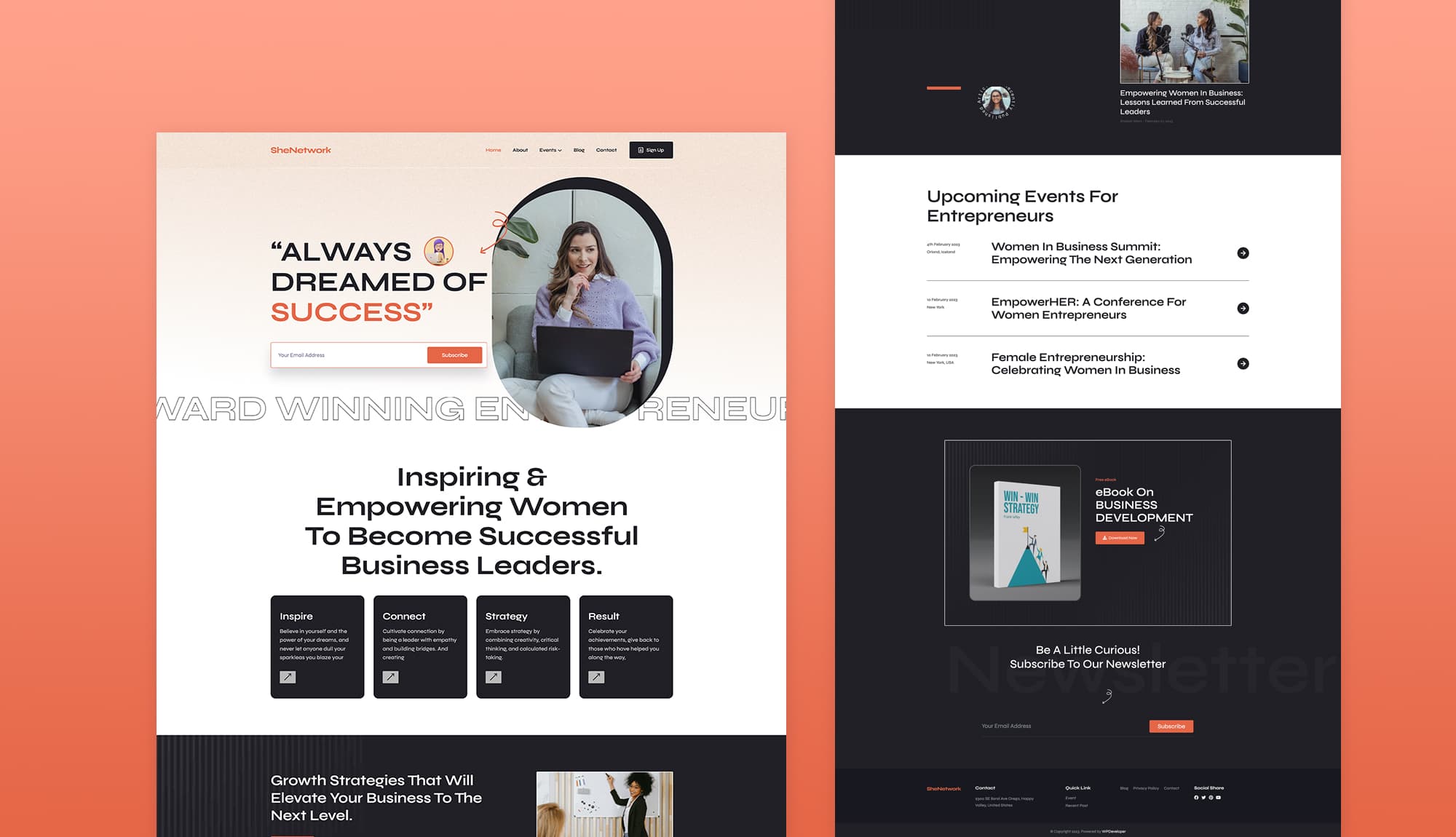 SheNetwork Home Page For Gutenberg Banner