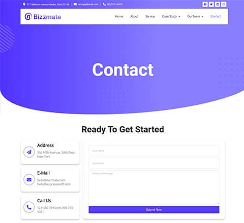 Bizzmate Agency Contact Page thumbnail