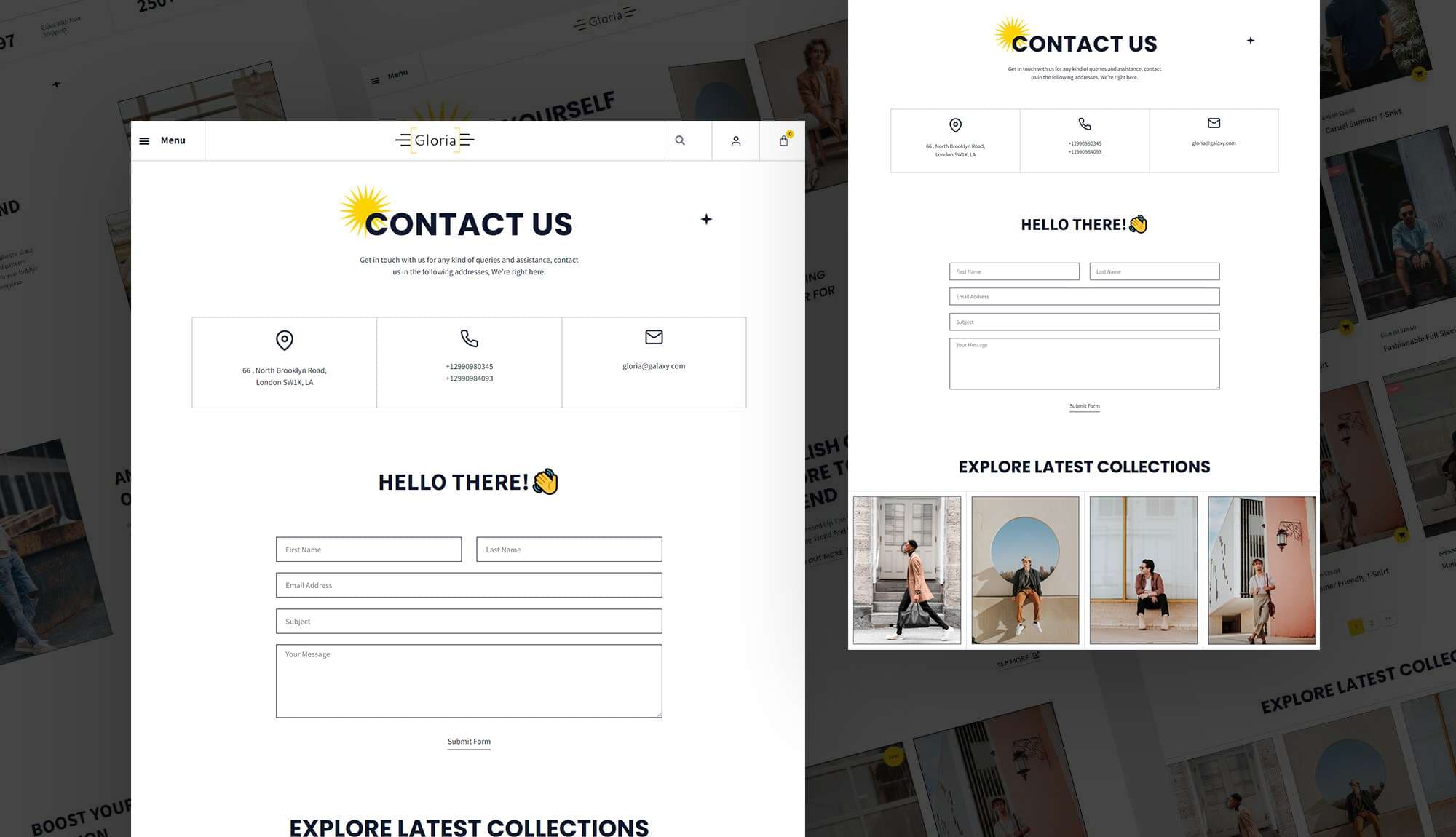 Gloria Boutique Contact Page Banner