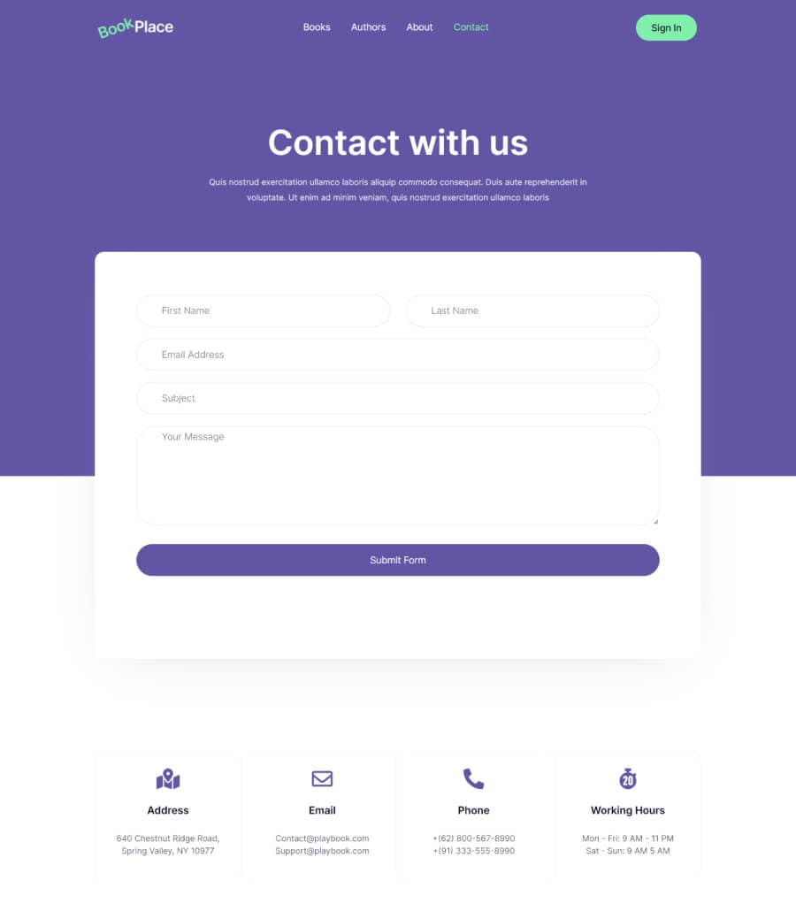 BookPlace Contact Page thumbnail