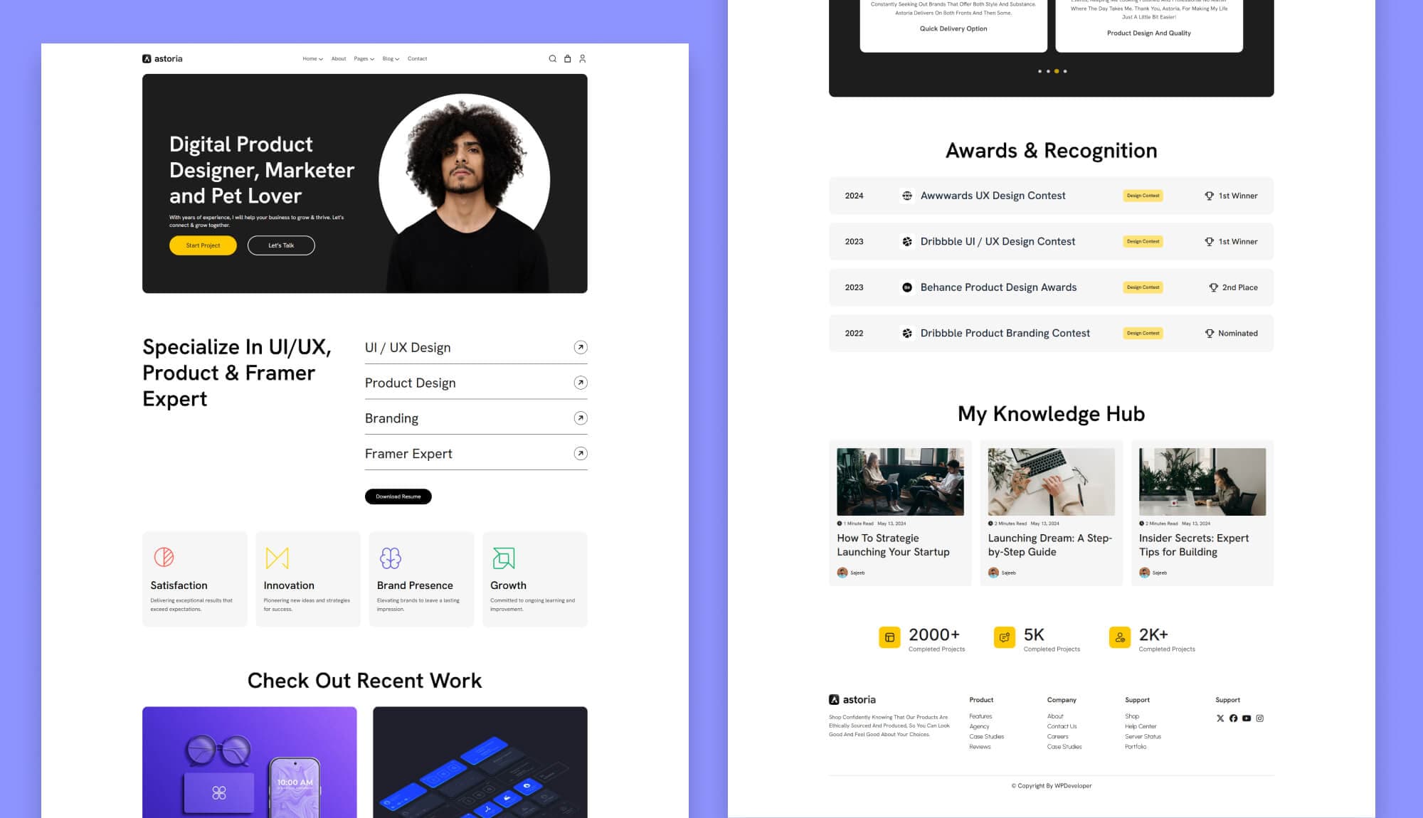 Astoria Portfolio Landing Page for Gutenberg Banner