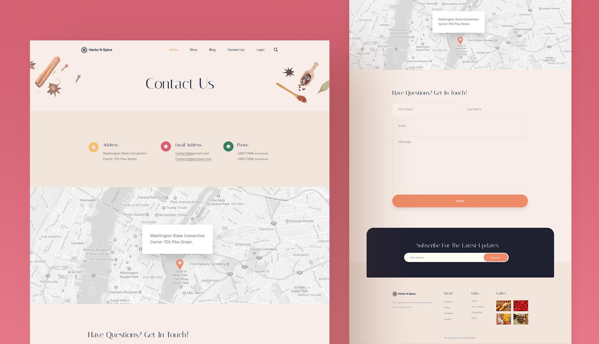 Herbs N Spices Contact Page Banner