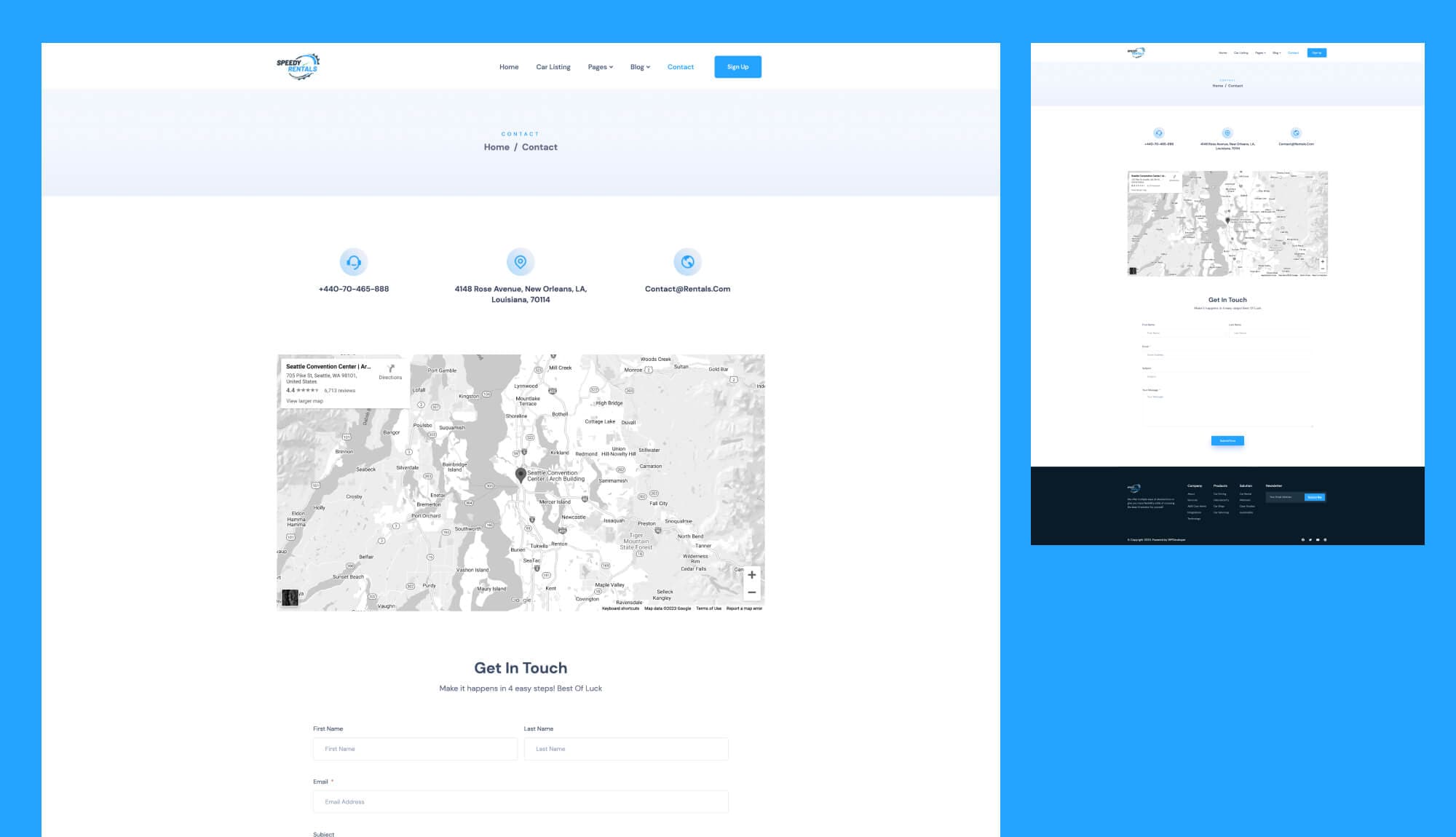 Speedy Rentals Contact Page Banner