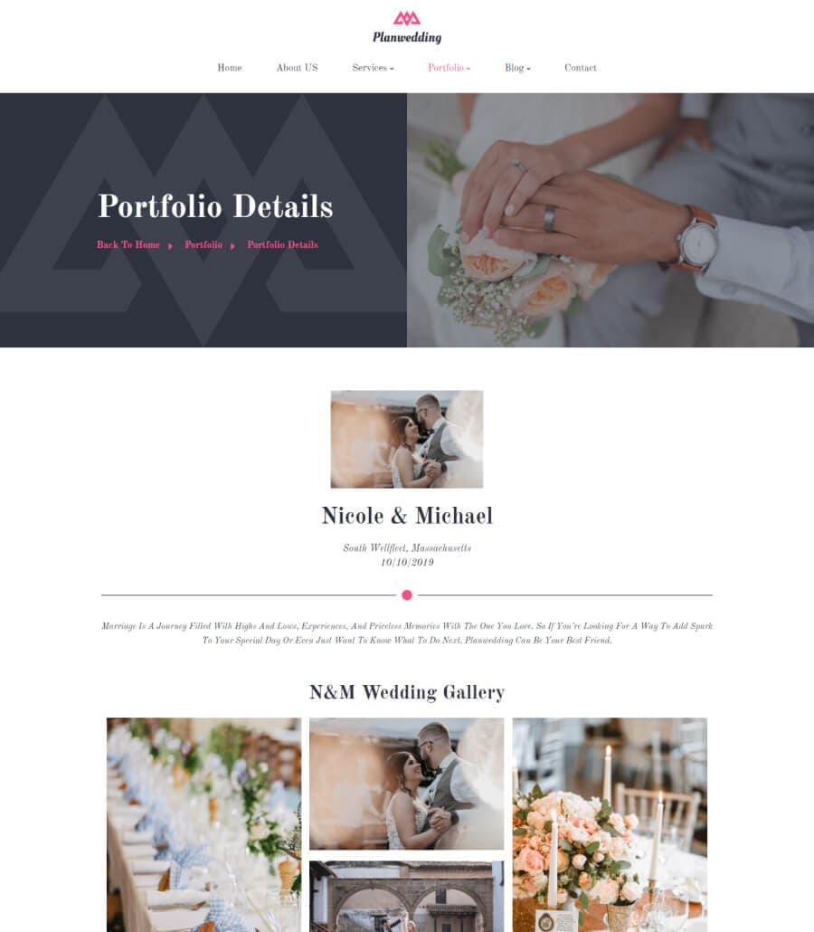 Planwedding Portfolio Details Page thumbnail