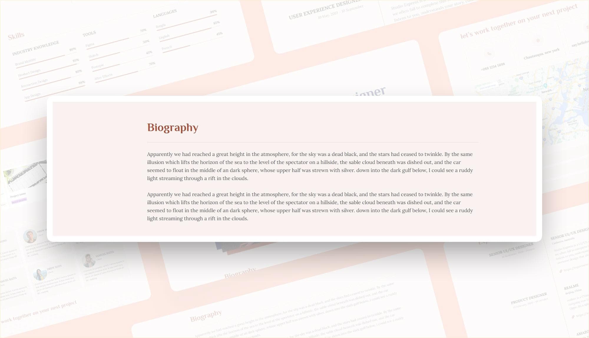 CV Yoda Biography Section For Gutenberg Banner