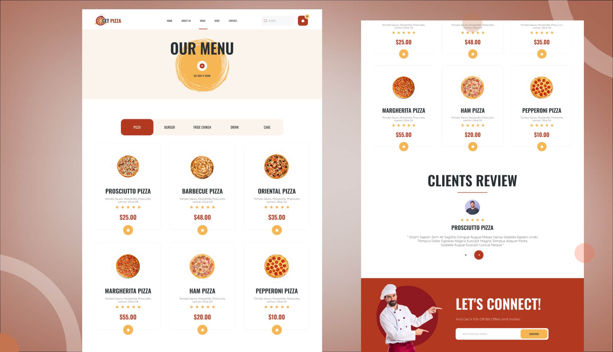 Get Pizza Menu Page Banner