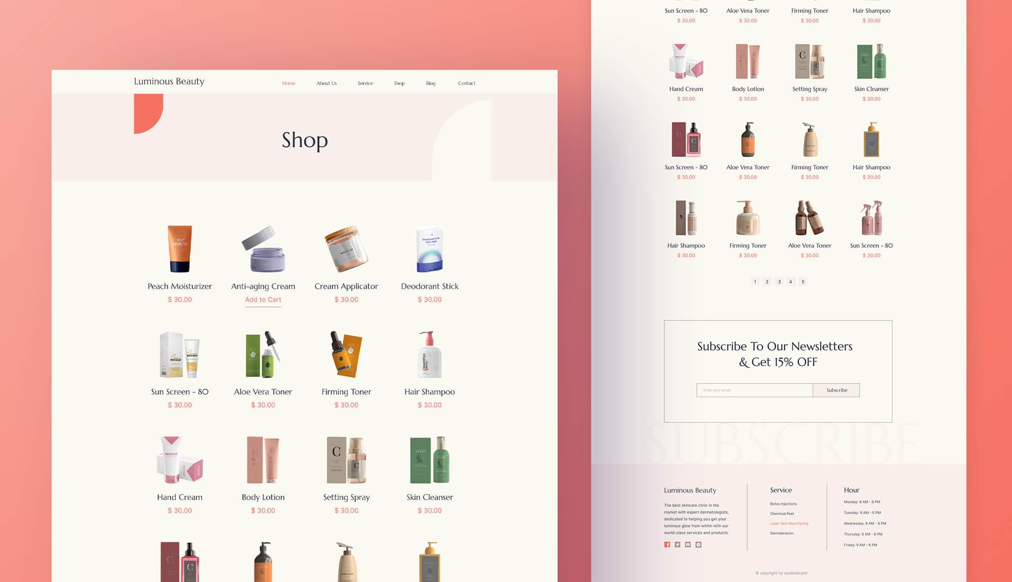 Luminous Beauty Shop Page Banner