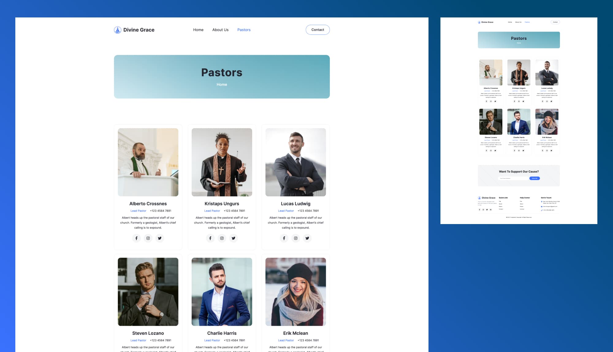 Divine Grace Pastors Page For Gutenberg By Templately