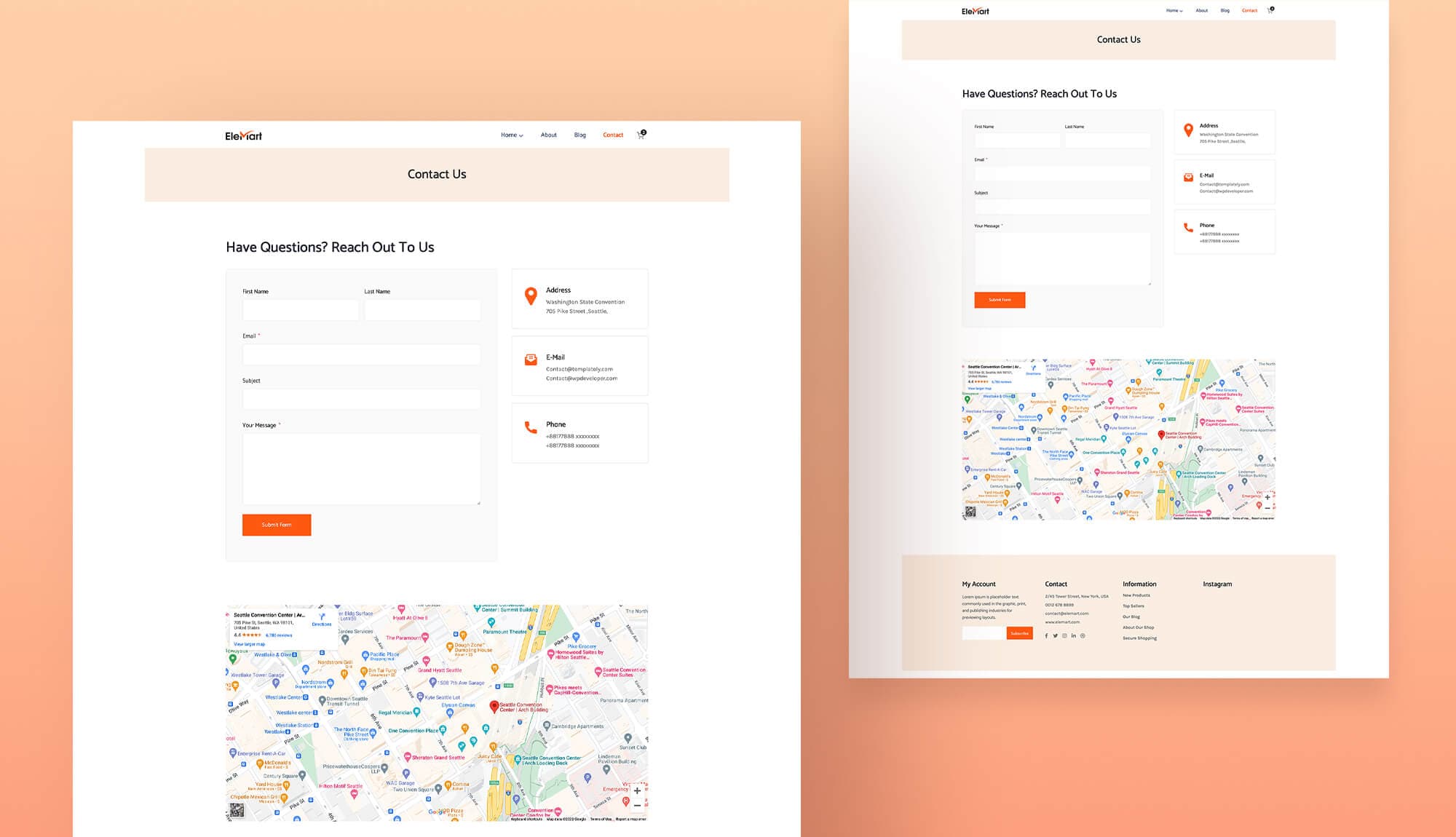EleMart Contact Page For Gutenberg Banner