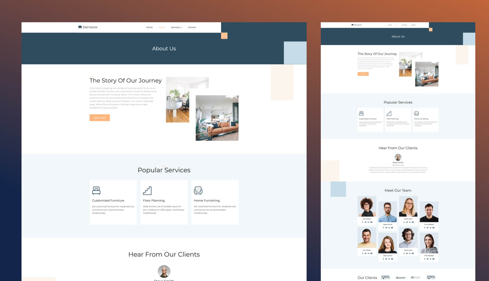 EleInterior About Page For Gutenberg Banner