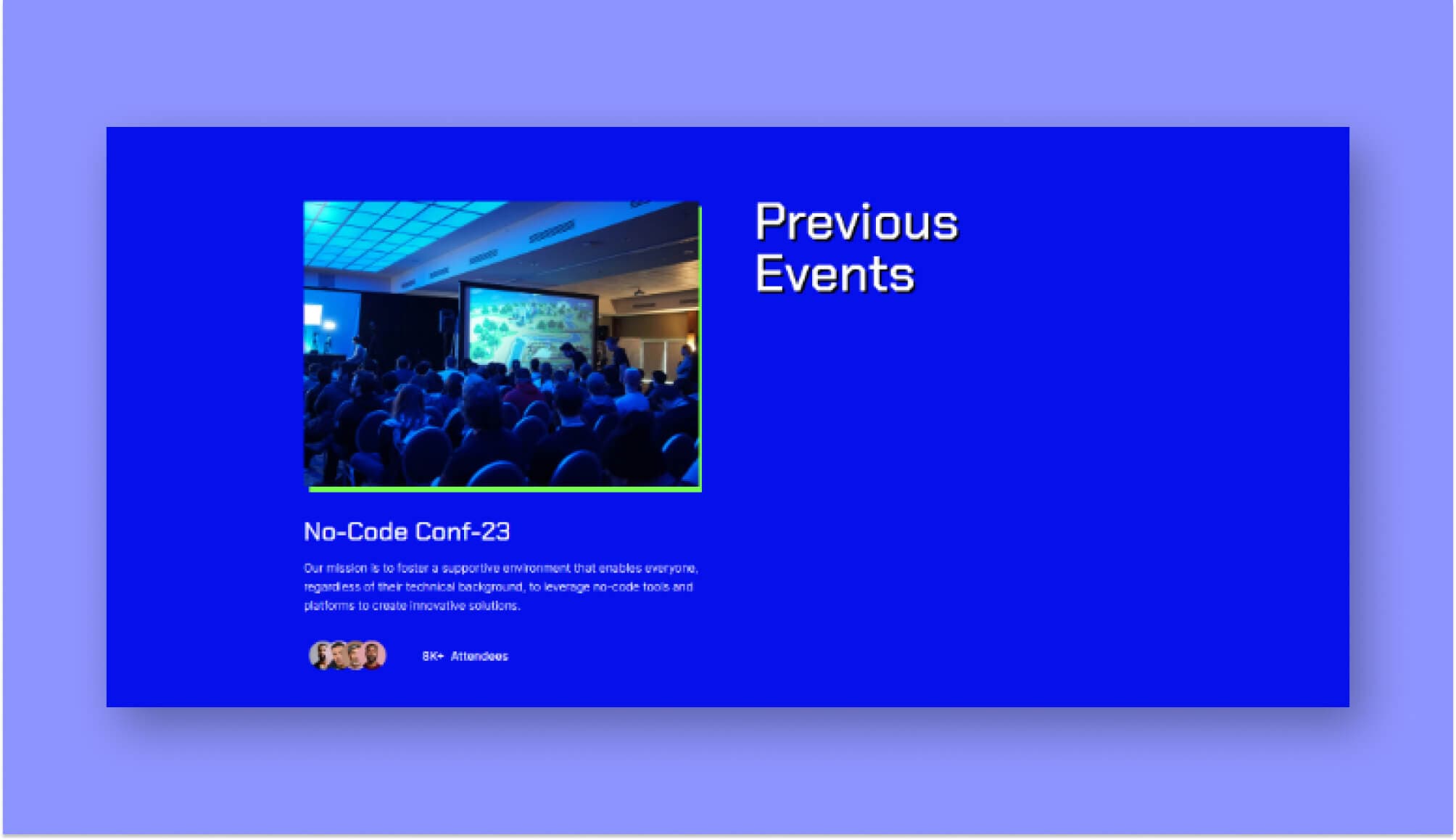 NooCodeHub Previous Event Section For Gutenberg Banner