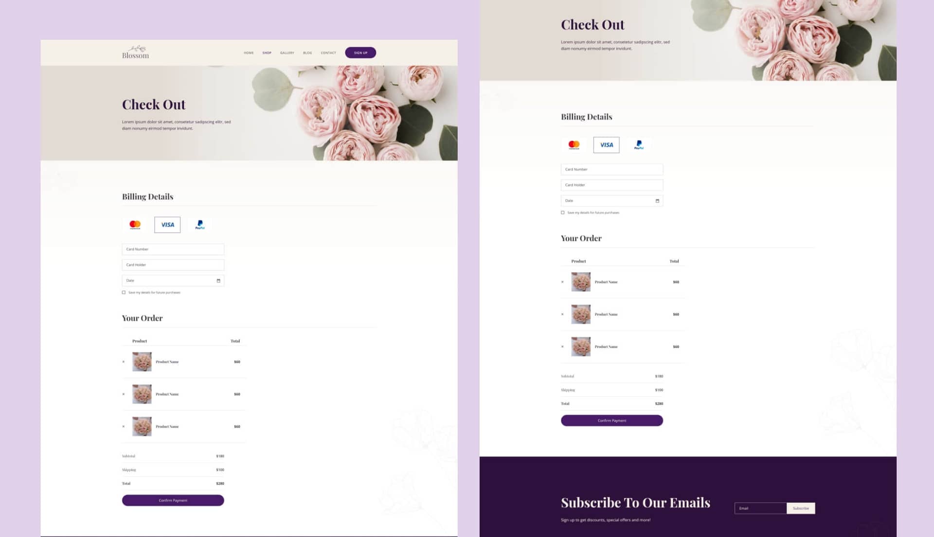 Blossom Cehckout Page By Templately