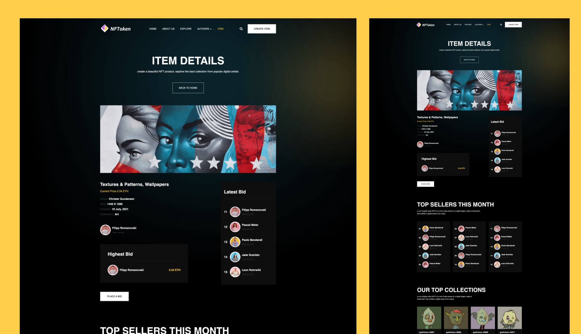 NFToken Item Details Page For Gutenberg Banner