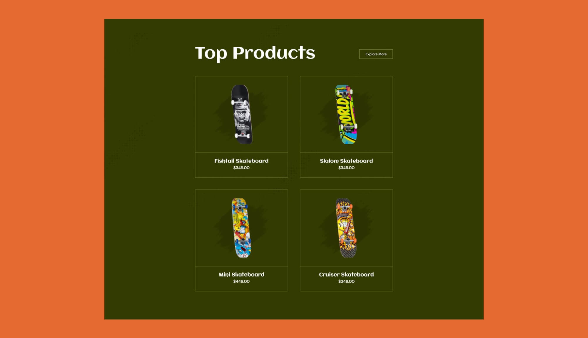 Kick Flipper Top Product Section For Gutenberg Banner
