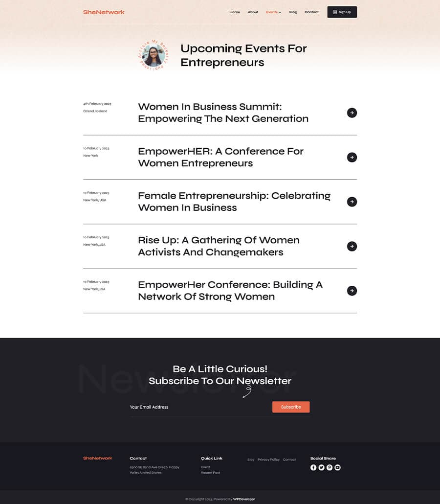 SheNetwork Events Page For Gutenberg thumbnail