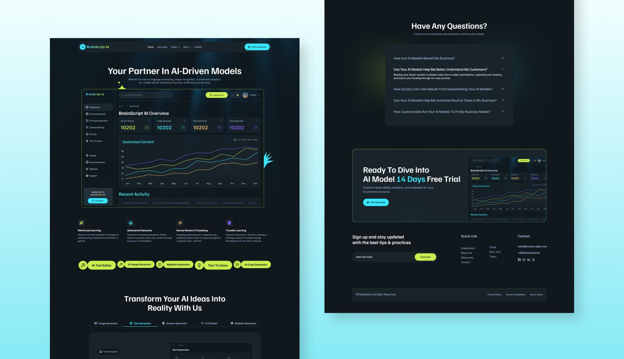 BrainScript AI Landing Page for Gutenberg By Templately