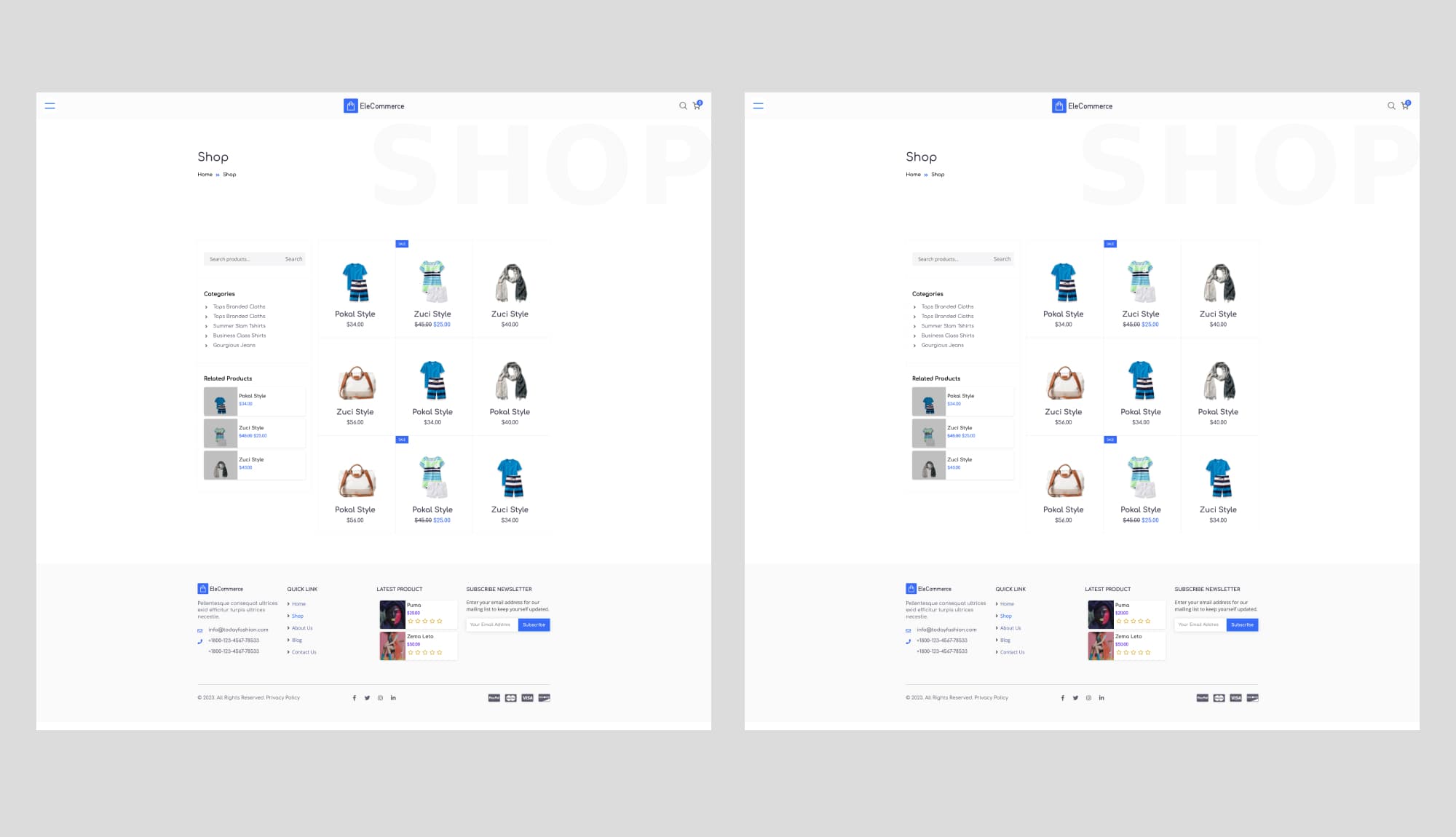 EleCommerce Shop Page For Gutenberg By Templately