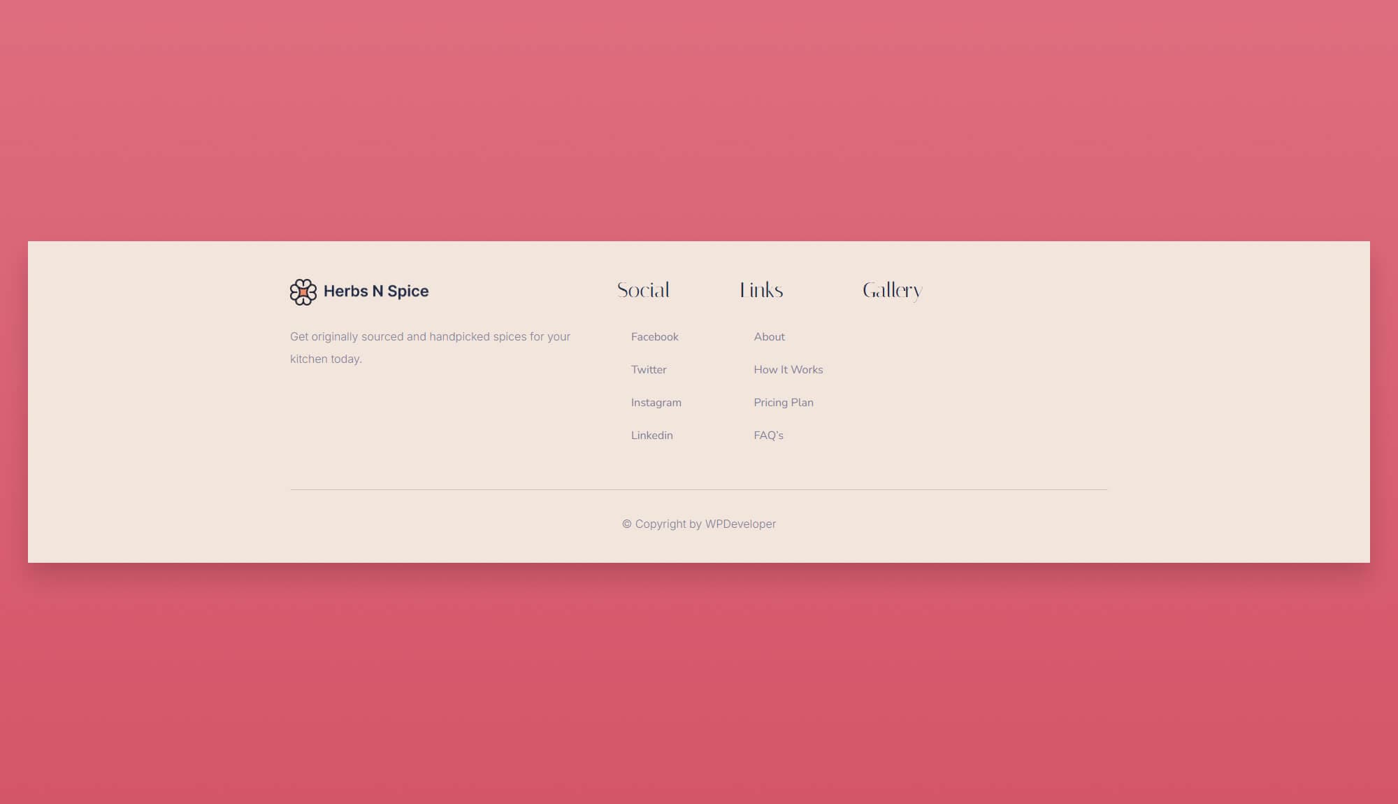 Herbs N Spice Footer Section for Gutenberg By Templately