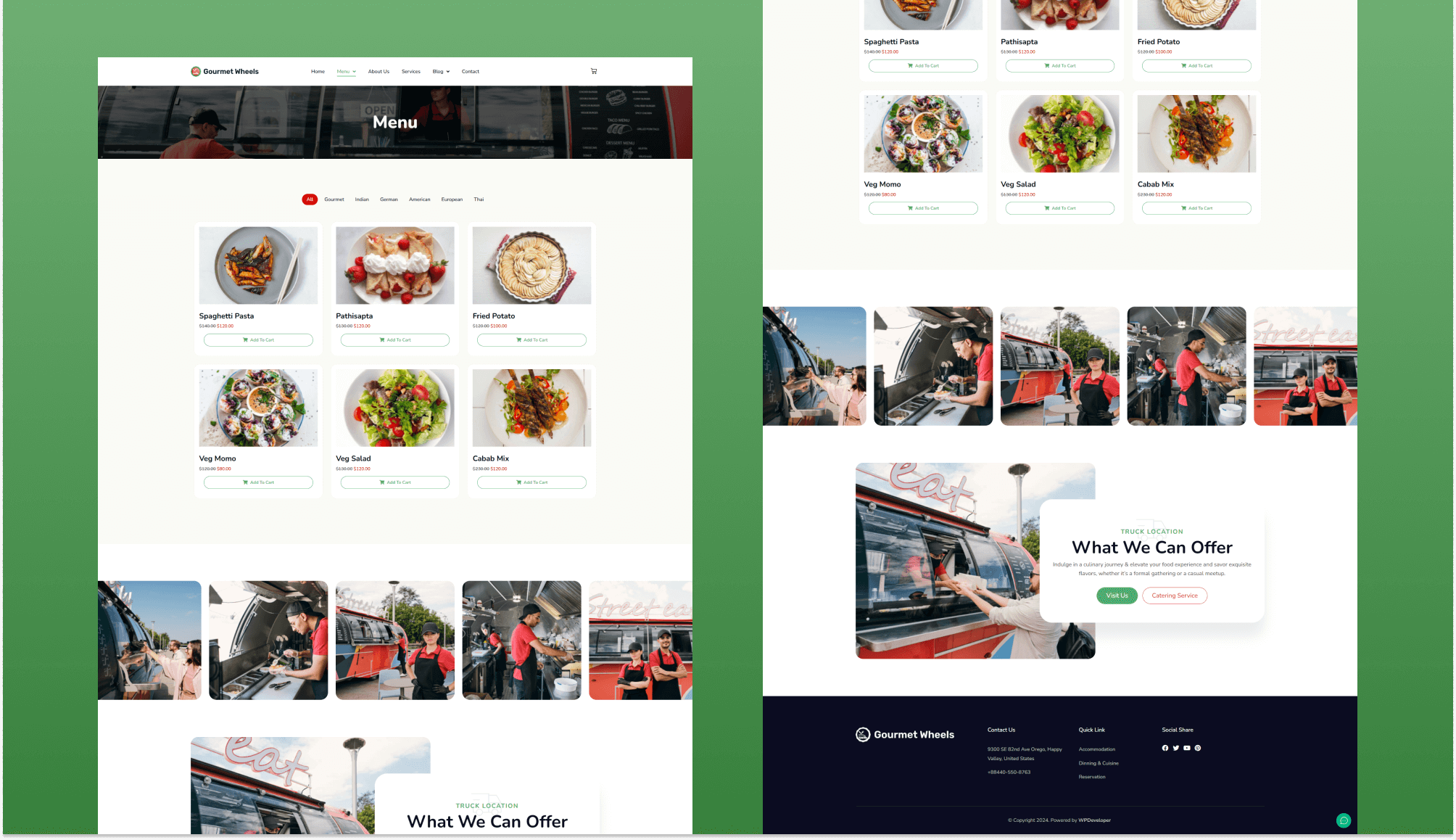 Gourmet Wheels Products Page By Templately