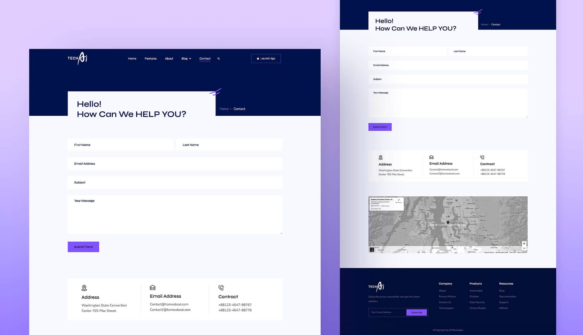 TechAI Contact Page For Gutenberg By Templately