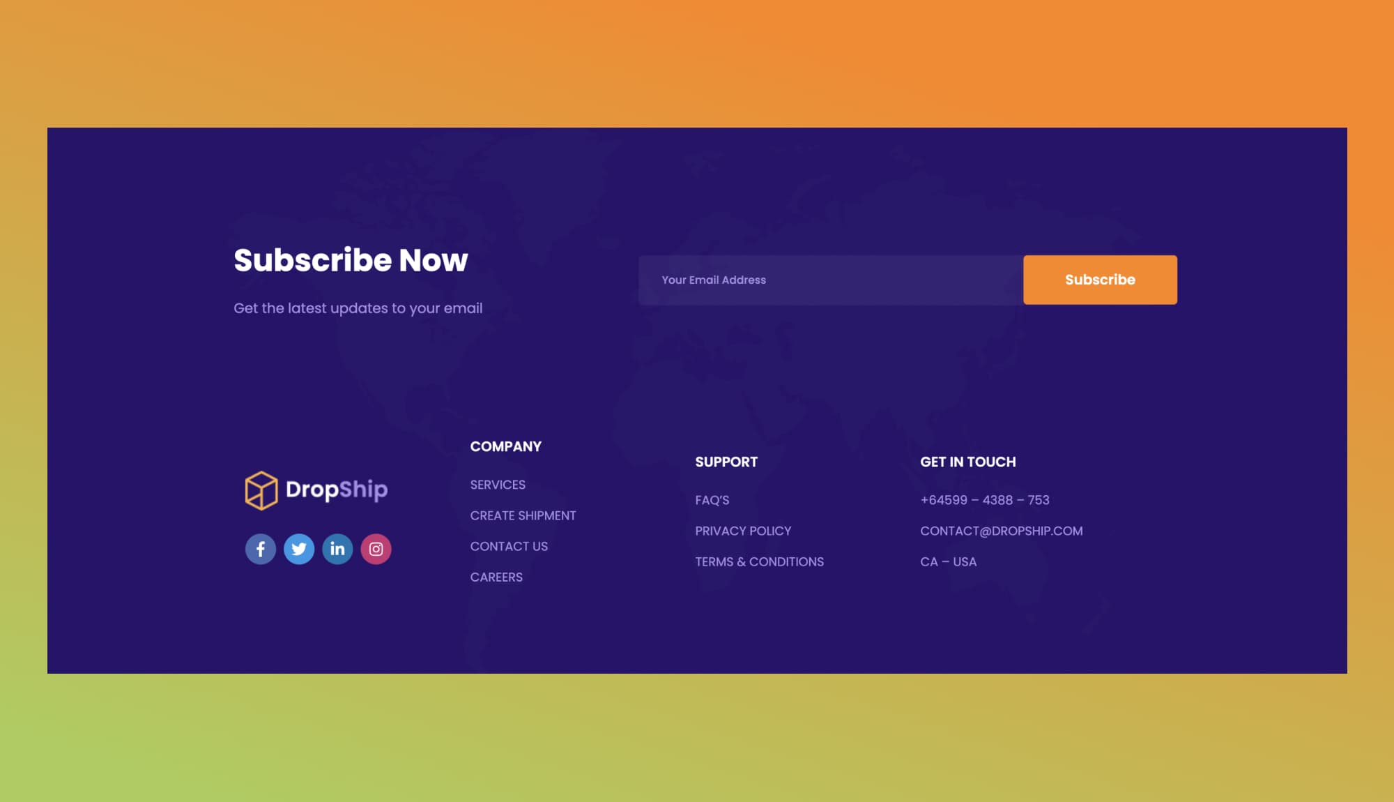 Dropship Footer Section For Gutenberg By Templately