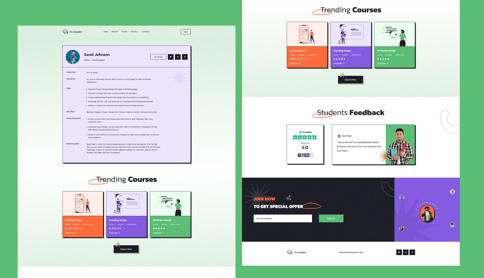 NextLearn Mentor Details Page For Gutenberg Banner