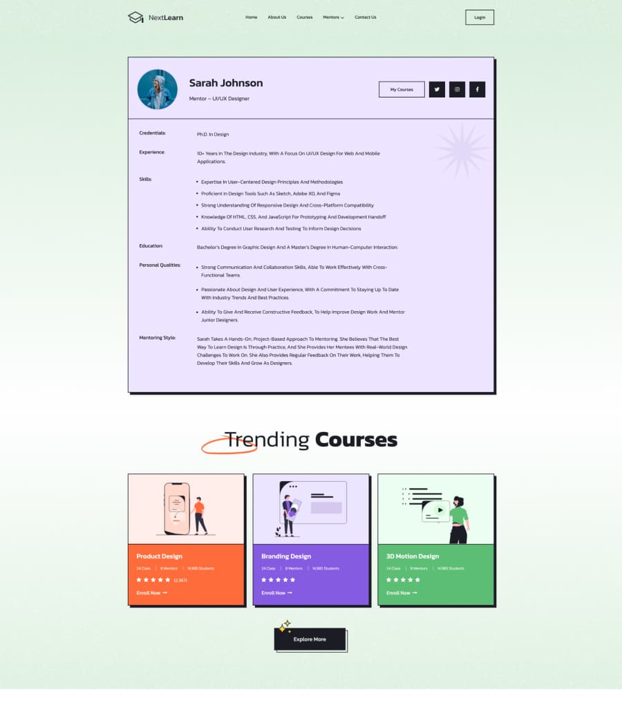 NextLearn Mentor Details Page For Gutenberg thumbnail