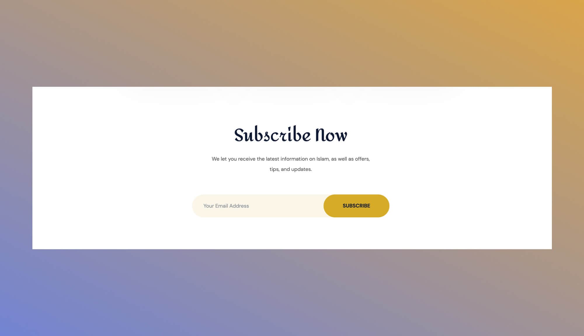 Taqwa Subscription Section For Gutenberg Banner