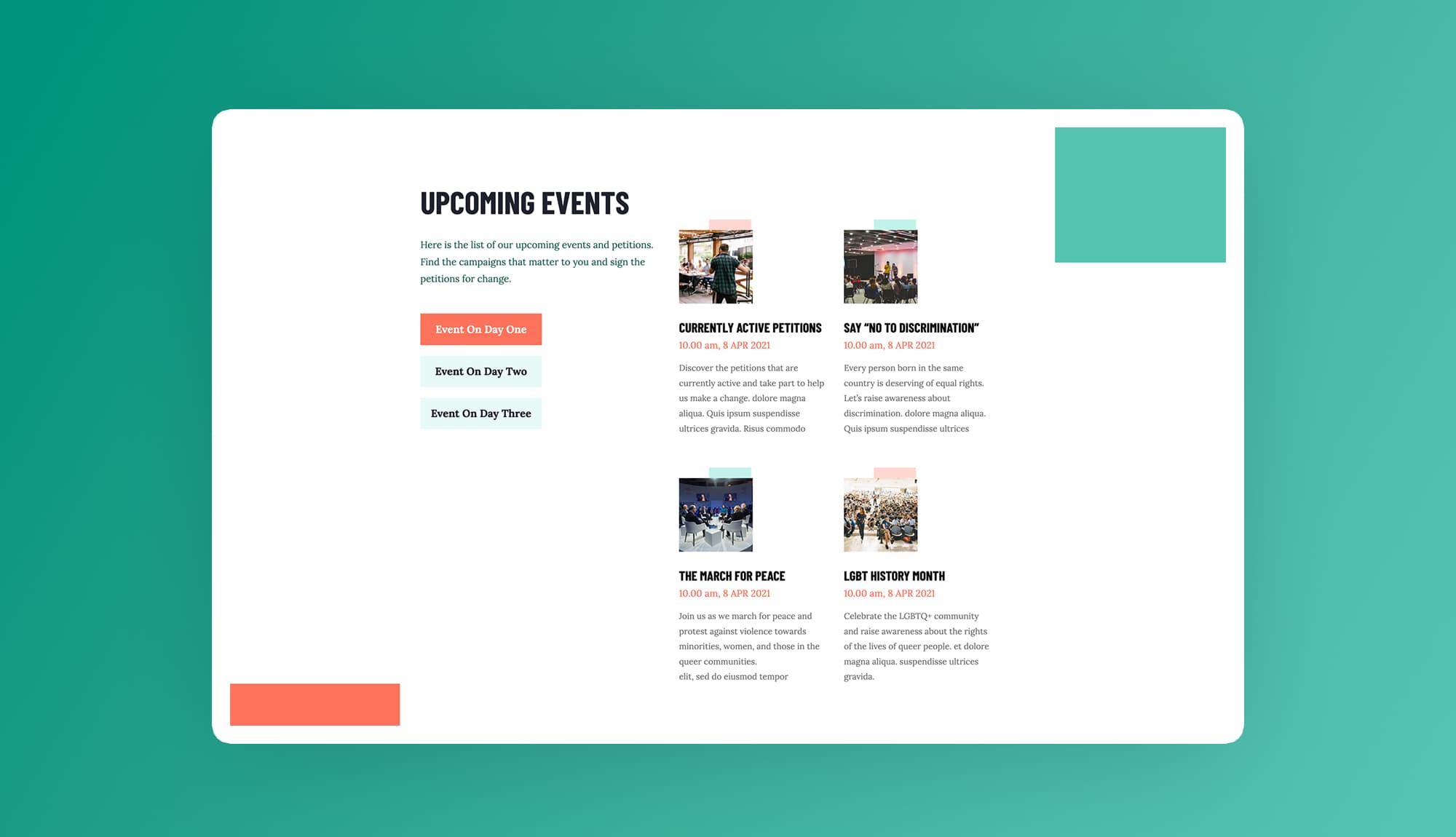 Rally Nation Upcoming Events Section For Gutenberg Banner