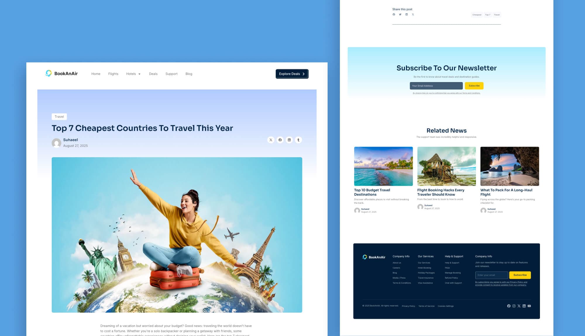 BookAnAir Blog Details Page By Templately