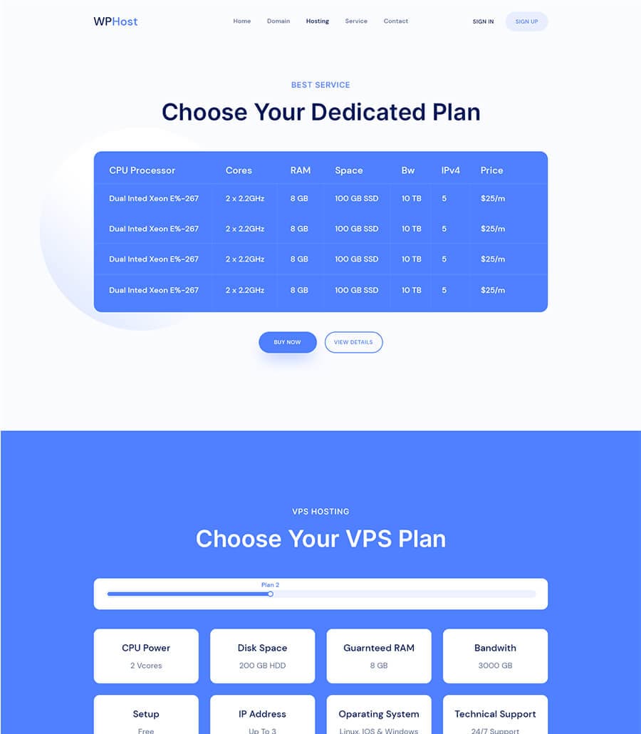 WPHost Hosting Page thumbnail