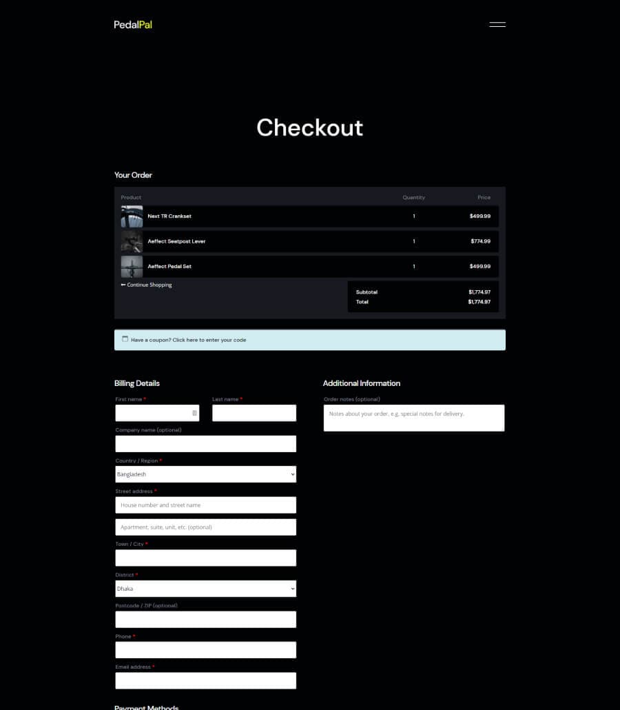 PedalPal Checkout Page thumbnail